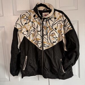 Vintage 90s Active Frontier Women's Large Windbreaker | Key & Chain‎ Print